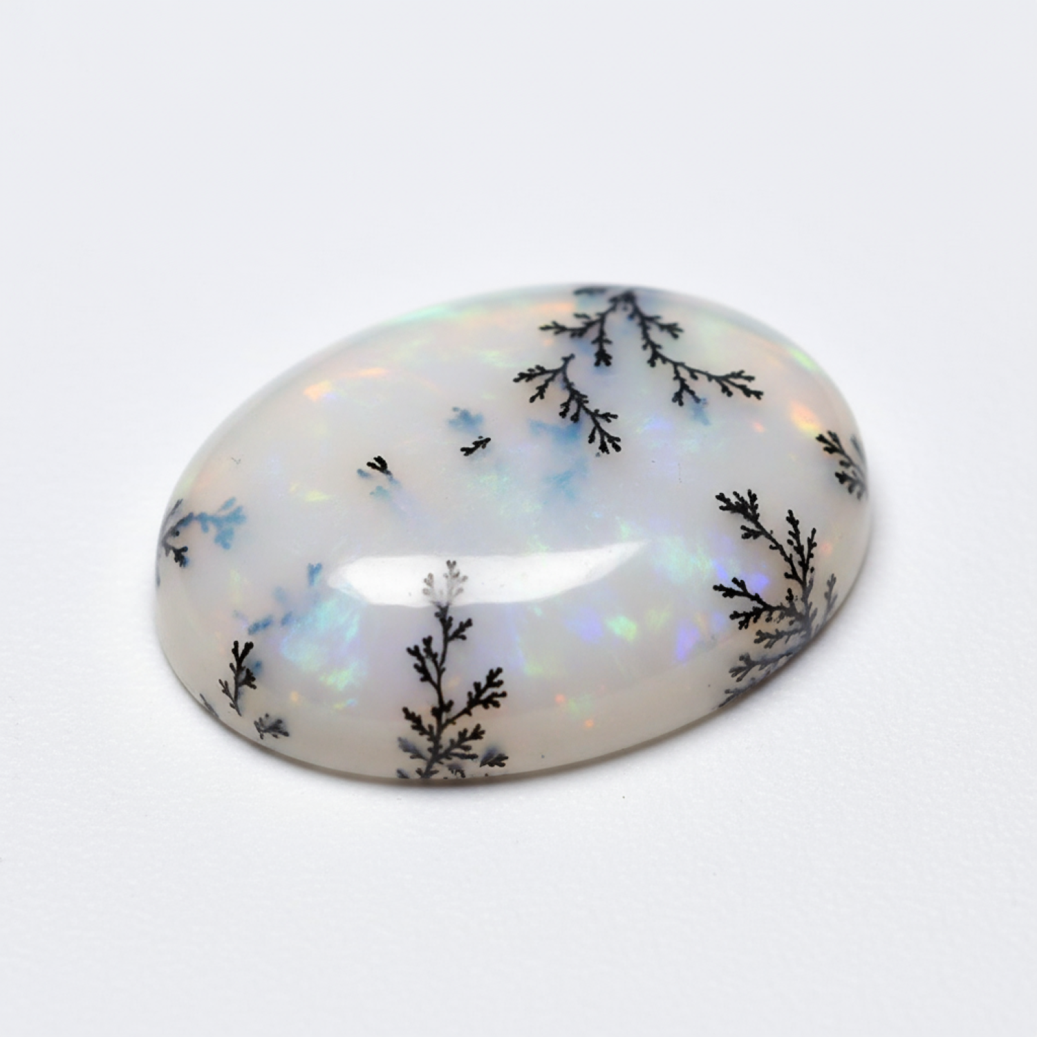Dendrite Opal 1PC Medium 7x10 MM Oval Cabochon White Genuine semi Precious Loose Gems Второстепенное изображение товара