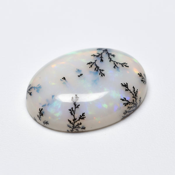 Dendrite Opal 1PC Medium 7x10 MM Oval Cabochon White Genuine semi Precious Loose Gems