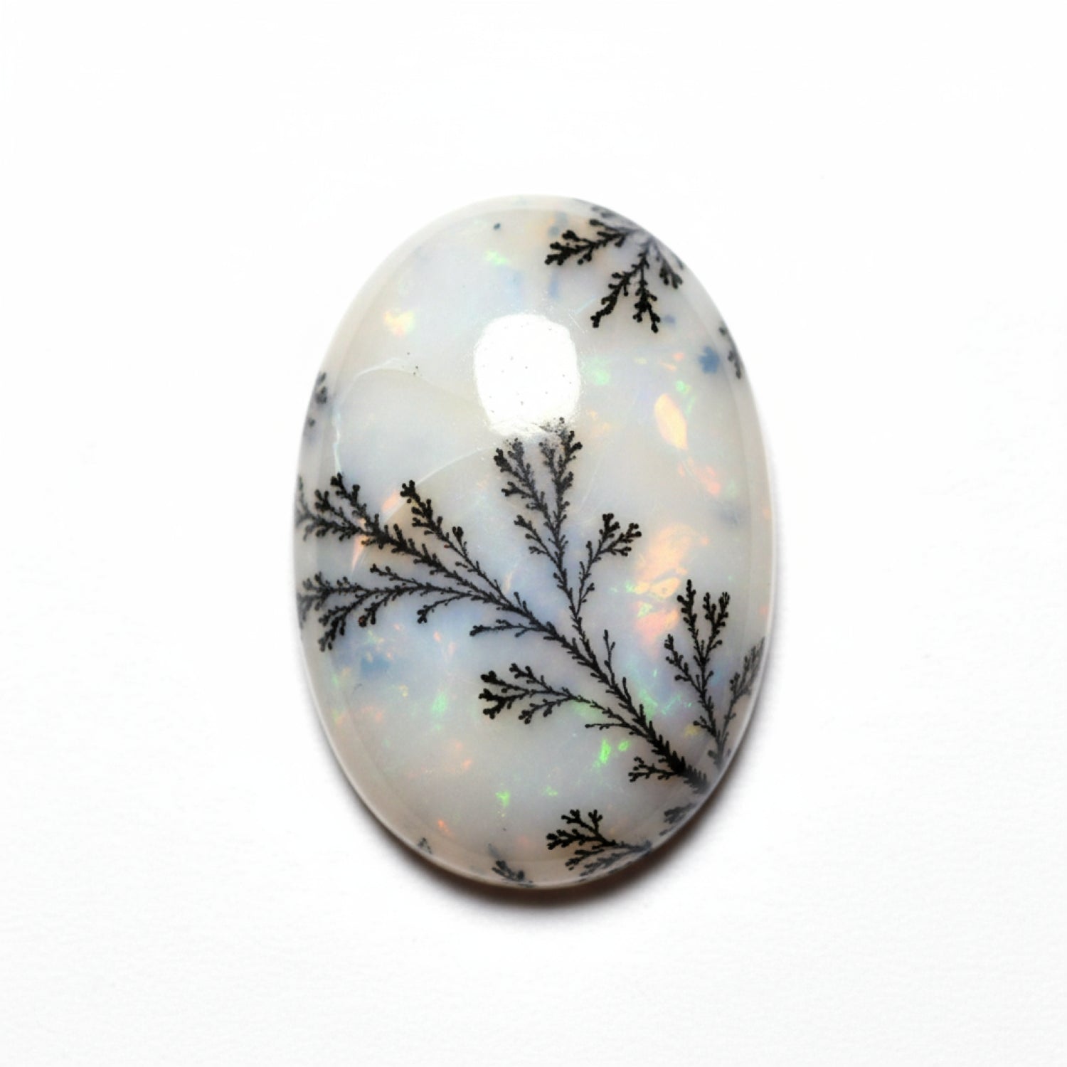 Dendrite Opal 1PC Medium 8x10 MM Oval Cabochon White Superior semi Precious Loose Gemstone