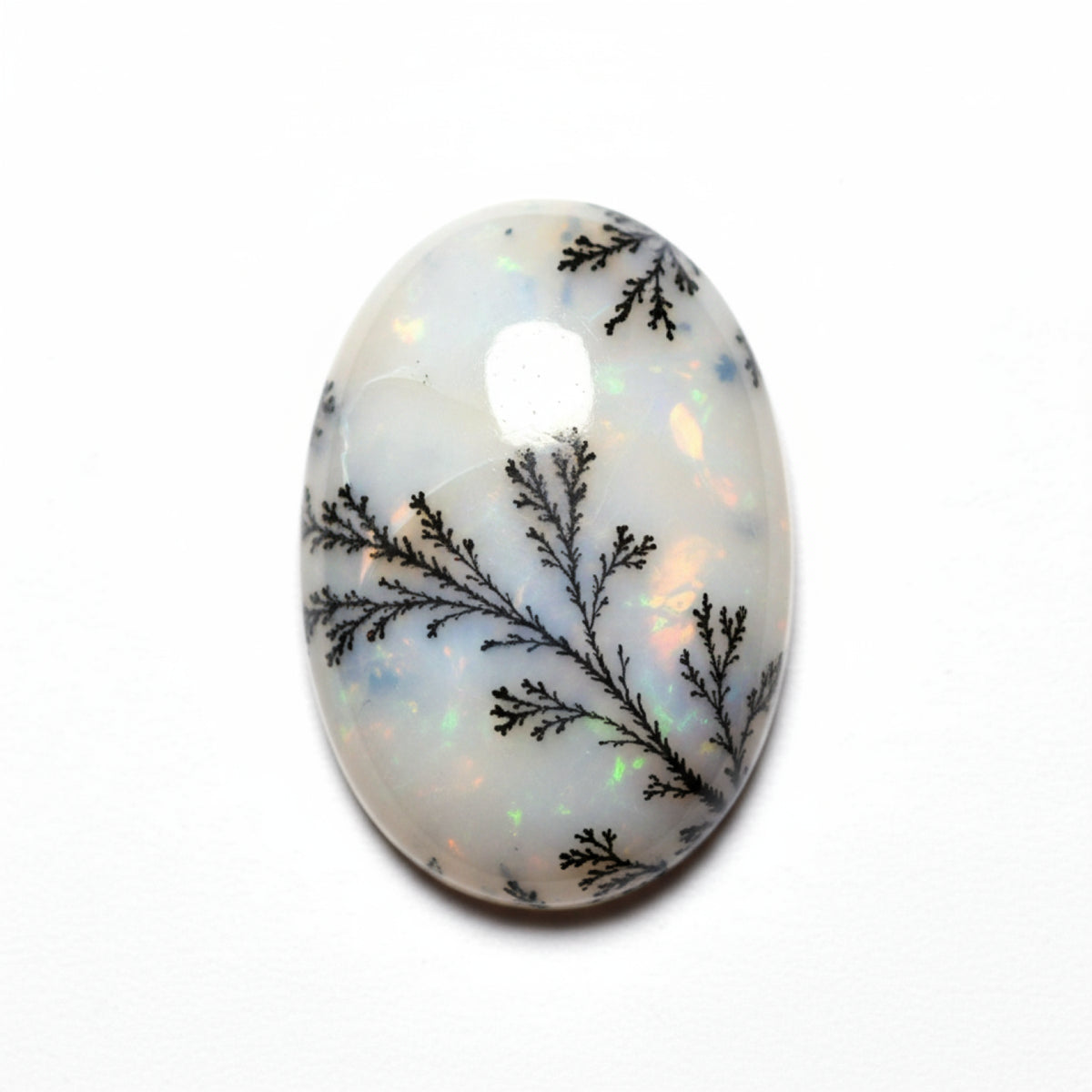 Dendrite Opal 1PC Medium 8x10 MM Oval Cabochon White Superior semi Precious Loose Gemstone