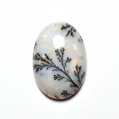 Dendrite Opal 1PC Medium 8x10 MM Oval Cabochon White Superior semi Precious Loose Gemstone