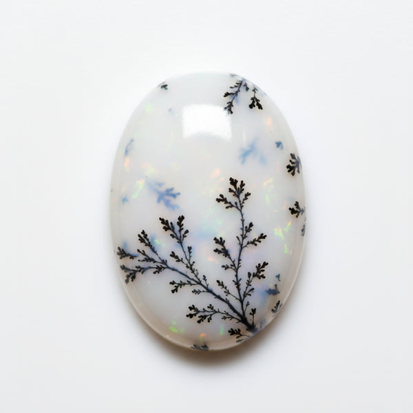 Dendrite Opal 1PC Medium 8x10 MM Oval Cabochon White Superior semi Precious Loose Gemstone
