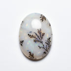 Dendrite Opal 1PC Large 8x12 MM Oval Cabochon White Fiery semi Precious Semi Precious Gemstone