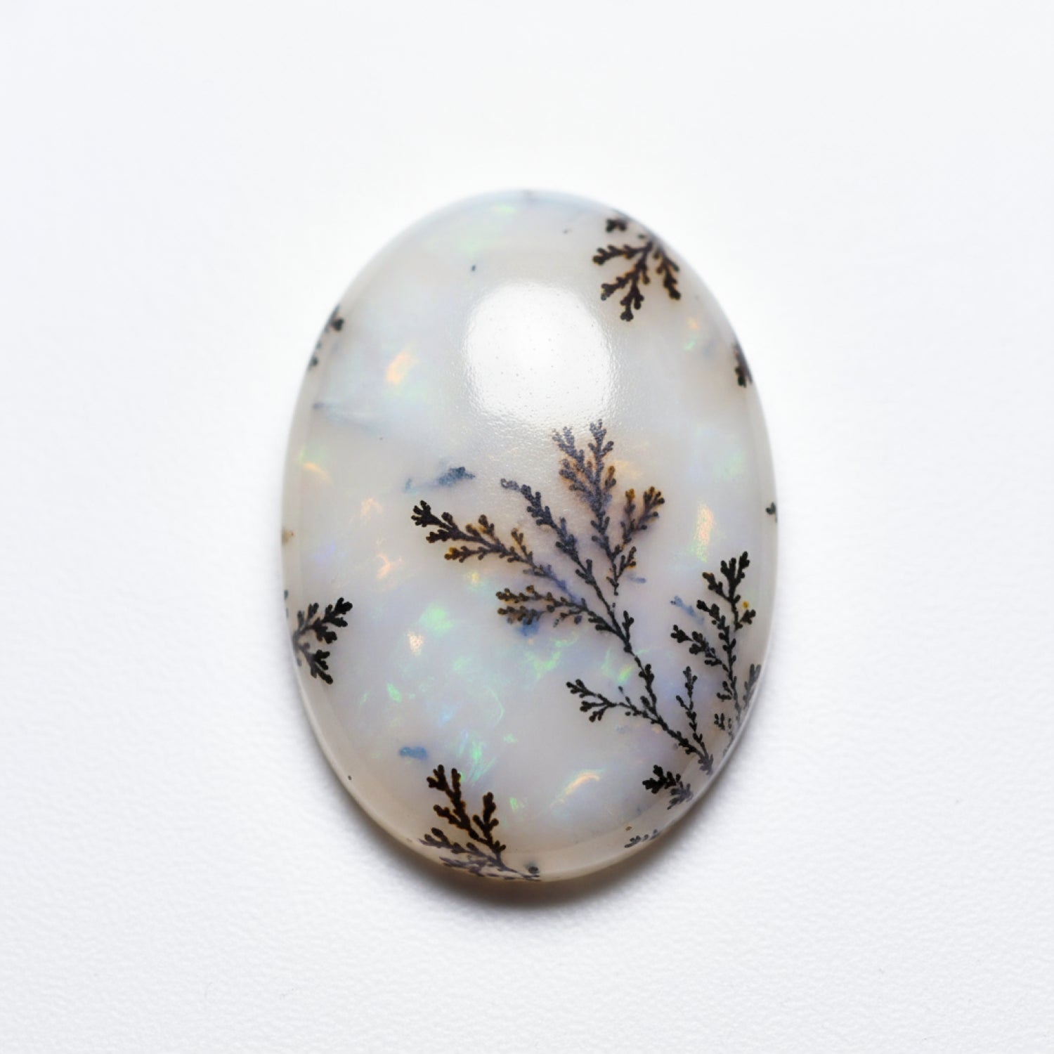 Dendrite Opal 1PC Large 8x12 MM Oval Cabochon White Fiery semi Precious Semi Precious Gemstone