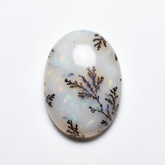 Dendrite Opal 1PC Large 8x12 MM Oval Cabochon White Fiery semi Precious Semi Precious Gemstone