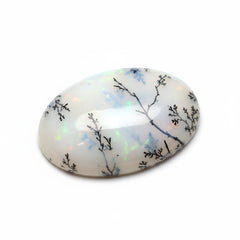 Dendrite Opal 1PC Large 8x12 MM Oval Cabochon White Fiery semi Precious Semi Precious Gemstone