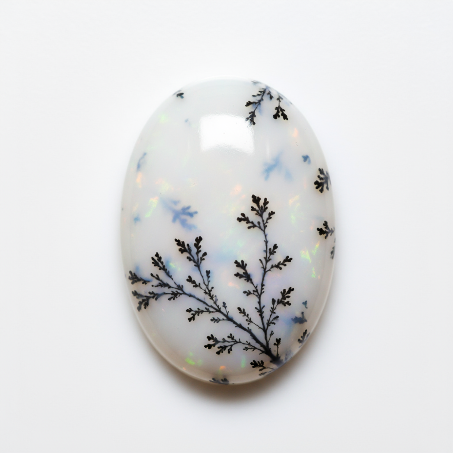 Dendrite Opal 1PC Large 9x11 MM Oval Cabochon White Pure semi Precious Loose Gemstones Hoofdafbeelding