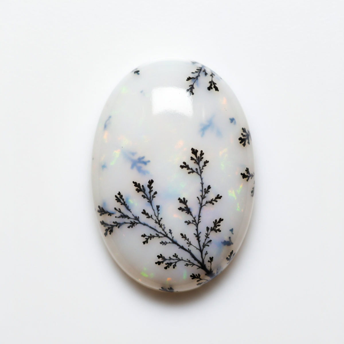 Dendrite Opal 1PC Large 9x11 MM Oval Cabochon White Pure semi Precious Loose Gemstones
