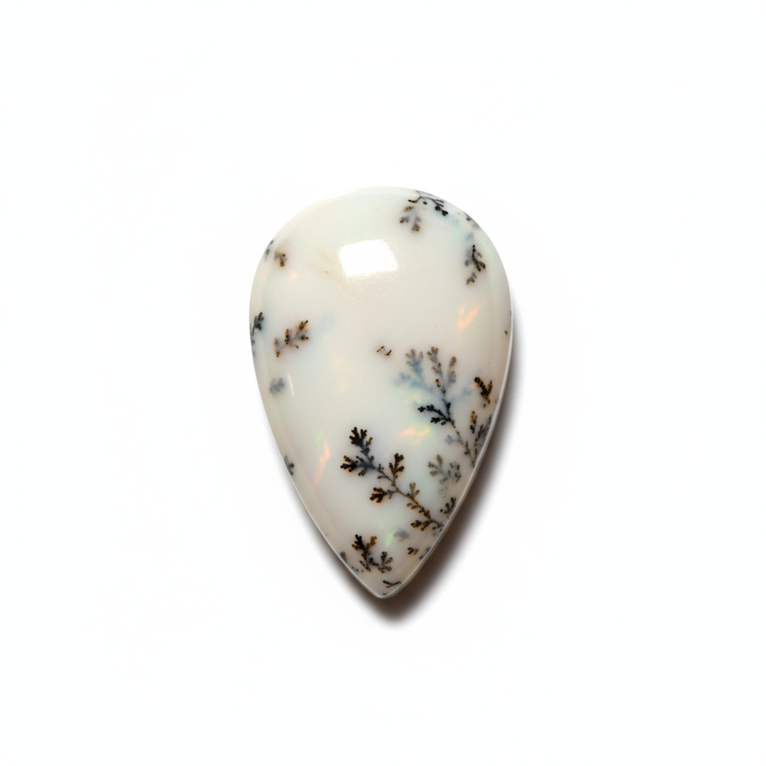 Dendrite Opal 10PC Tiny 4x6 MM Pear Cabochon White Splendid semi Precious Loose Gemstone Huvudsaklig produktbild