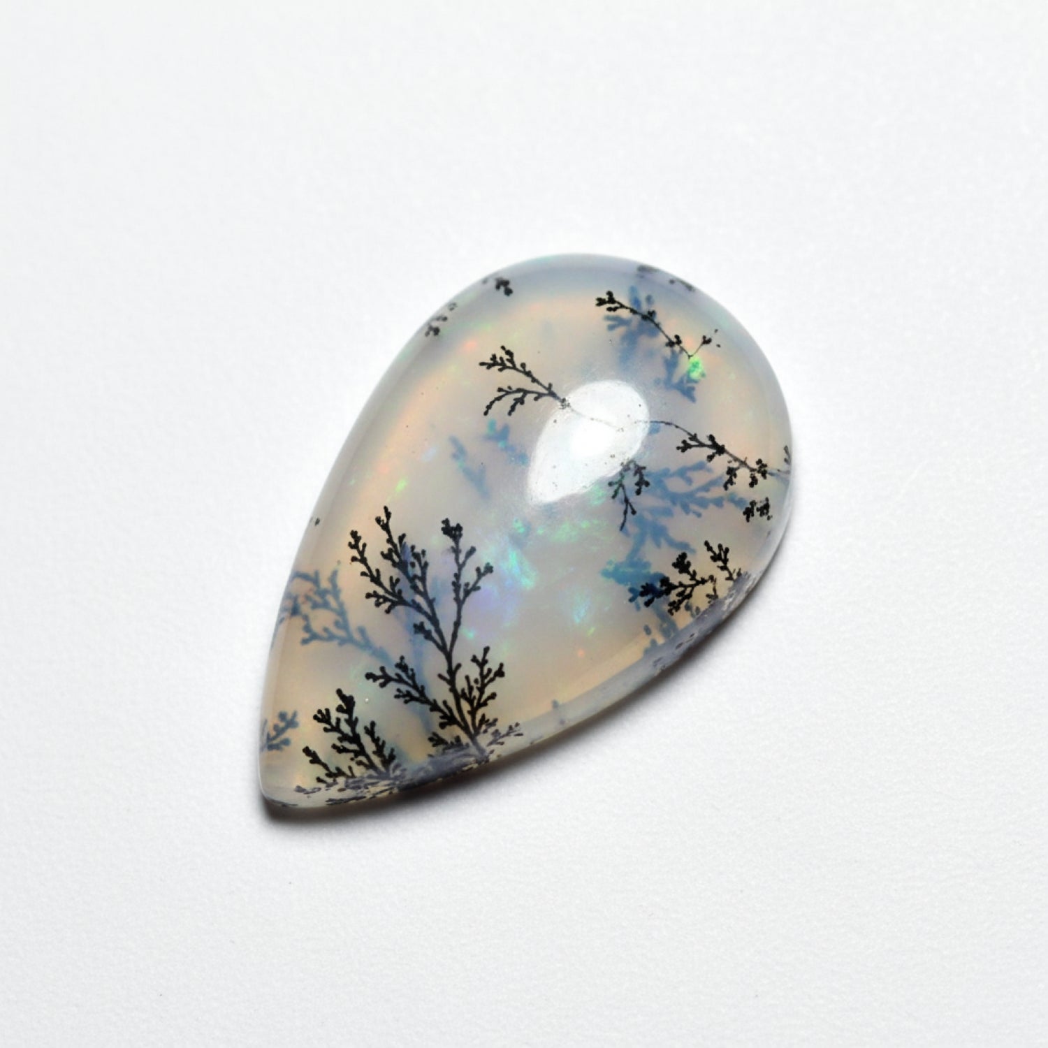 Dendrite Opal 10PC Tiny 4x6 MM Pear Cabochon White Splendid semi Precious Loose Gemstone