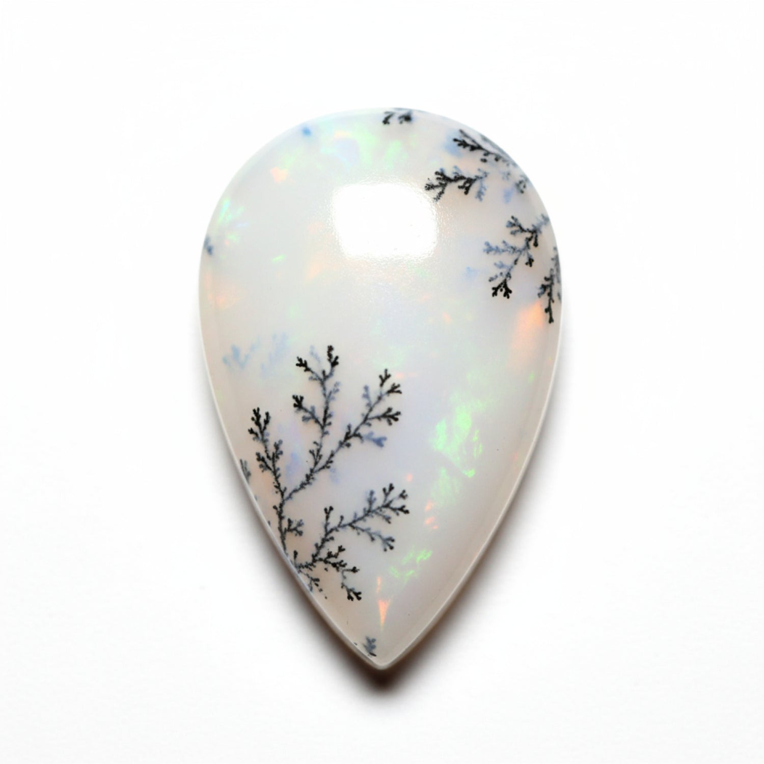 Dendrite Opal 1PC Tiny 5x7 MM Pear Cabochon White Luster semi Precious Loose Gemstones