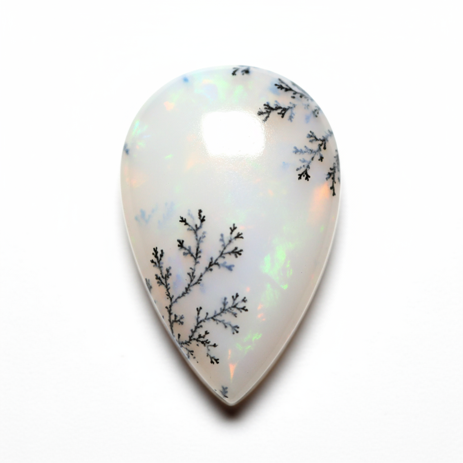 Dendrite Opal 1PC Tiny 5x7 MM Pear Cabochon White Luster semi Precious Loose Gemstones Secundaire afbeelding