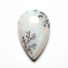 Dendrite Opal 1PC Tiny 5x7 MM Pear Cabochon White Luster semi Precious Loose Gemstones