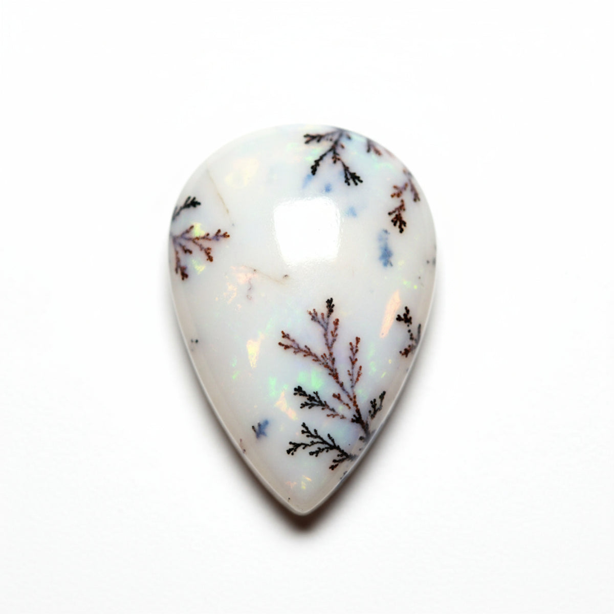 Dendrite Opal 1PC Medium 7x10 MM Pear Cabochon White High-Quality semi Precious Loose Gems