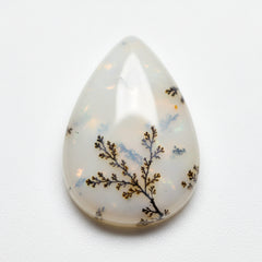 Dendrite Opal 1PC Medium 7x10 MM Pear Cabochon White High-Quality semi Precious Loose Gems
