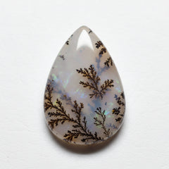 Dendrite Opal 1PC Medium 8x10 MM Pear Cabochon White Natural semi Precious Loose Gemstone
