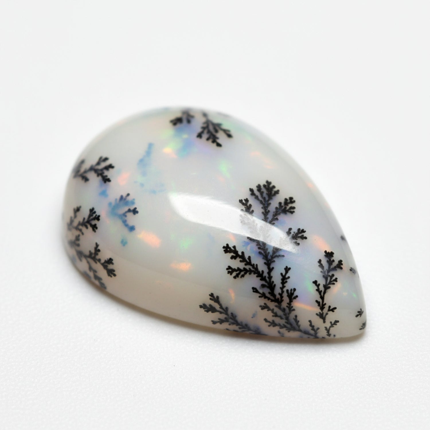 Dendrite Opal 1PC Large 8x12 MM Pear Cabochon White Superior semi Precious Semi Precious Gemstone