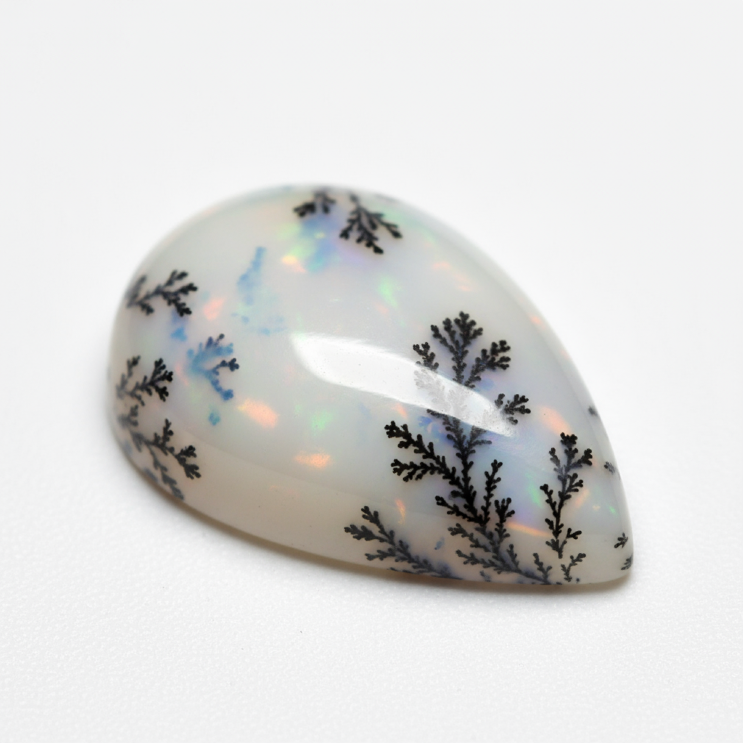 Dendrite Opal 1PC Large 8x12 MM Pear Cabochon White Superior semi Precious Semi Precious Gemstone Immagine principale del prodotto