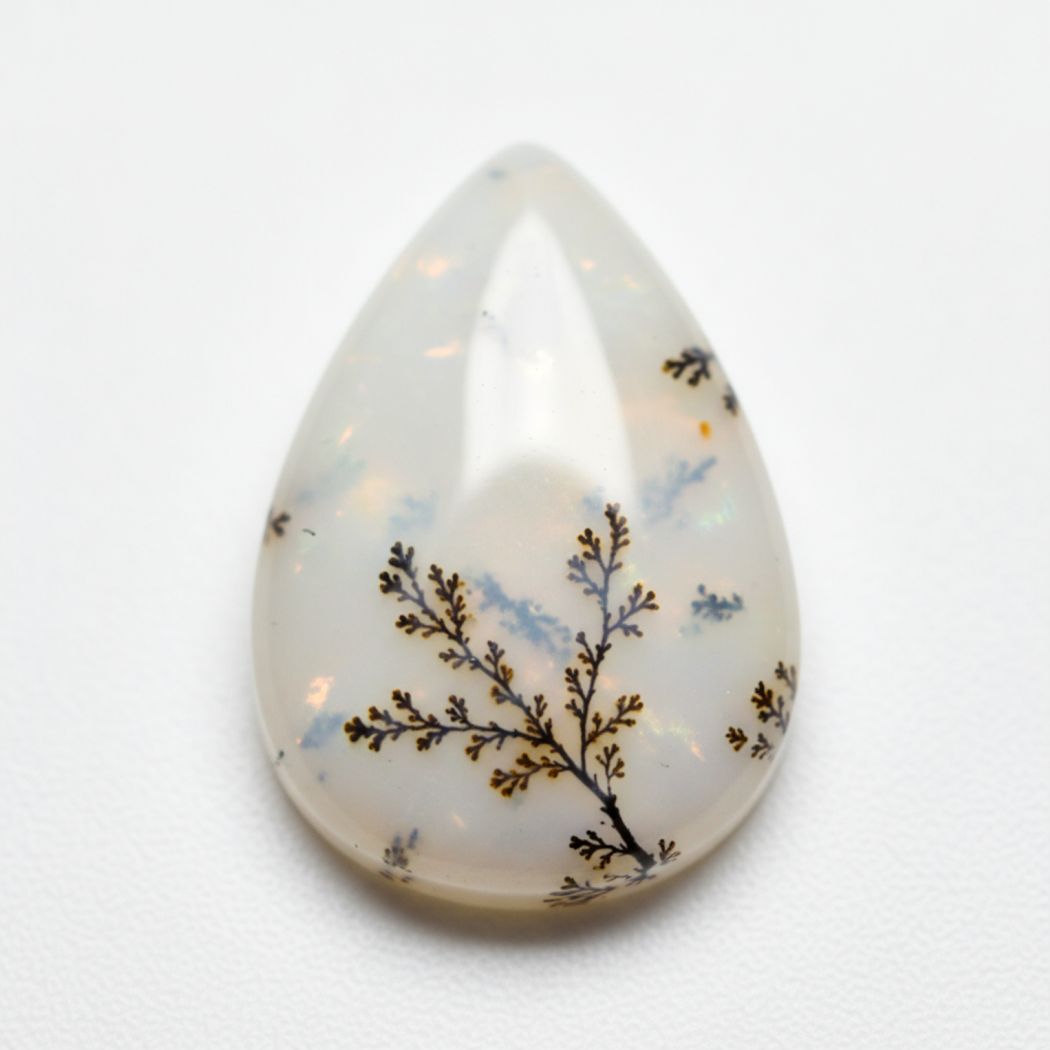 Dendrite Opal 1PC Large 8x12 MM Pear Cabochon White Superior semi Precious Semi Precious Gemstone Immagine secondaria del prodotto