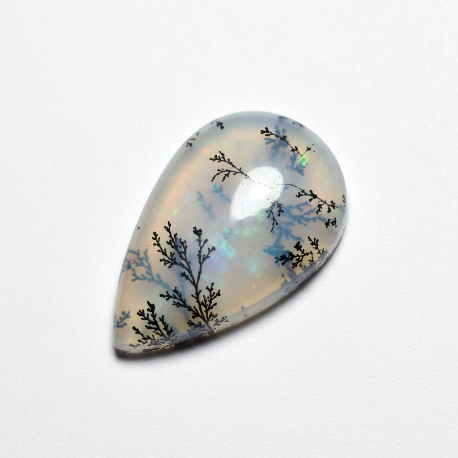 Dendrite Opal 1PC Large 9x11 MM Pear Cabochon White Genuine semi Precious Loose Gemstones Второстепенное изображение товара