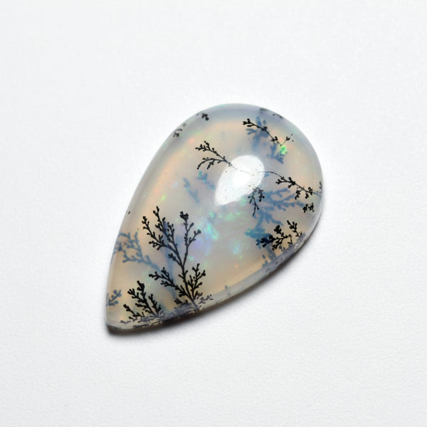 Dendrite Opal 1PC Large 9x11 MM Pear Cabochon White Genuine semi Precious Loose Gemstones