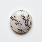 Dendrite Opal 1PC Large 10x10 MM Round Cabochon White Sparkling semi Precious Loose Gemstone