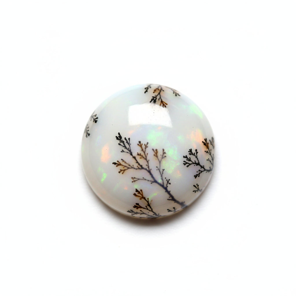 Dendrite Opal 10PC Tiny 4x4 MM Round Cabochon White Natural semi Precious Loose Gemstone