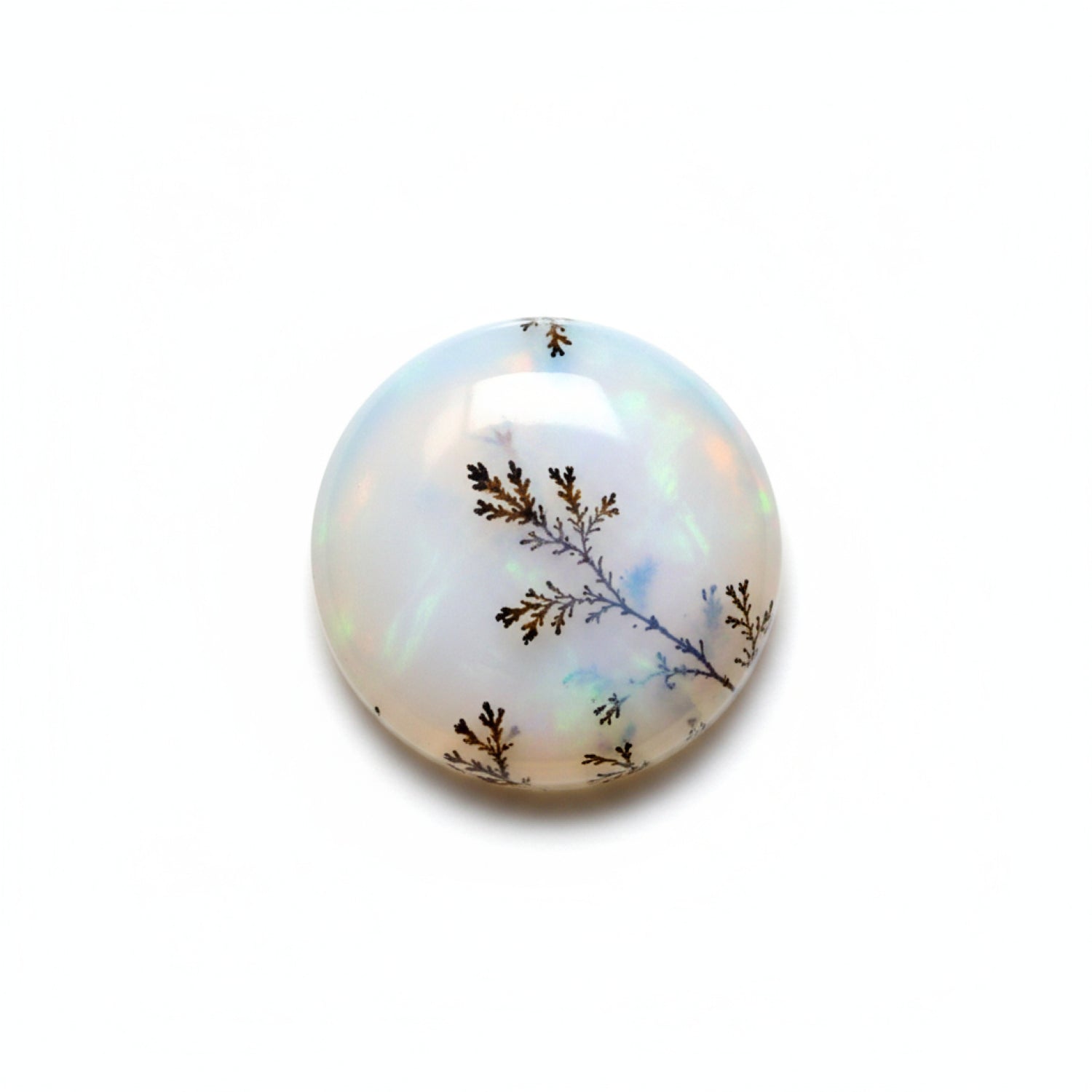 Dendrite Opal 10PC Tiny 5x5 MM Round Cabochon White Genuine semi Precious Loose Gemstones