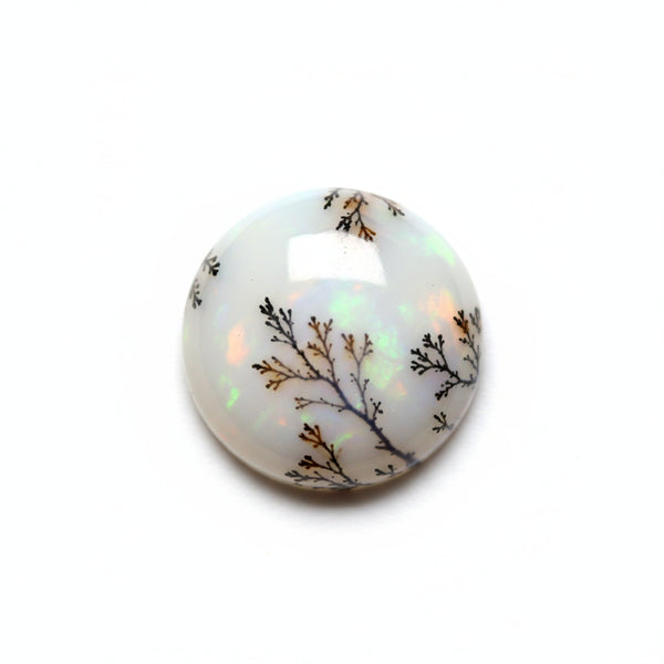 Dendrite Opal 1PC Tiny 6x6 MM Round Cabochon White Superior semi Precious Semi Precious Gemstone