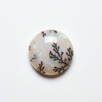 Dendrite Opal 1PC Small 7x7 MM Round Cabochon White Pure semi Precious Precious Gemstone