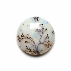 Dendrite Opal 1PC Small 8x8 MM Round Cabochon White Fiery semi Precious Gems