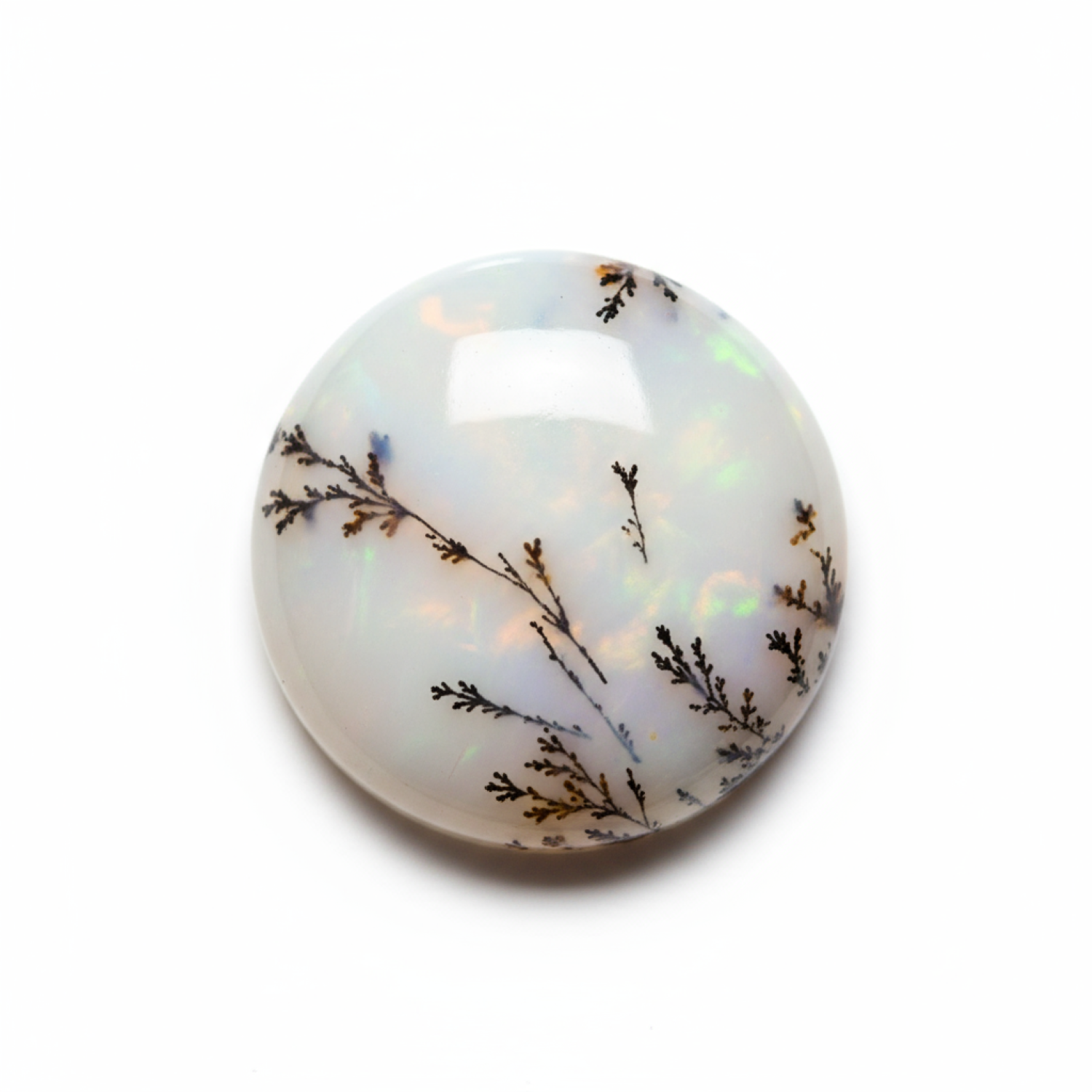 Dendrite Opal 1PC Medium 9x9 MM Round Cabochon White Brilliant semi Precious Loose Gems Второстепенное изображение товара