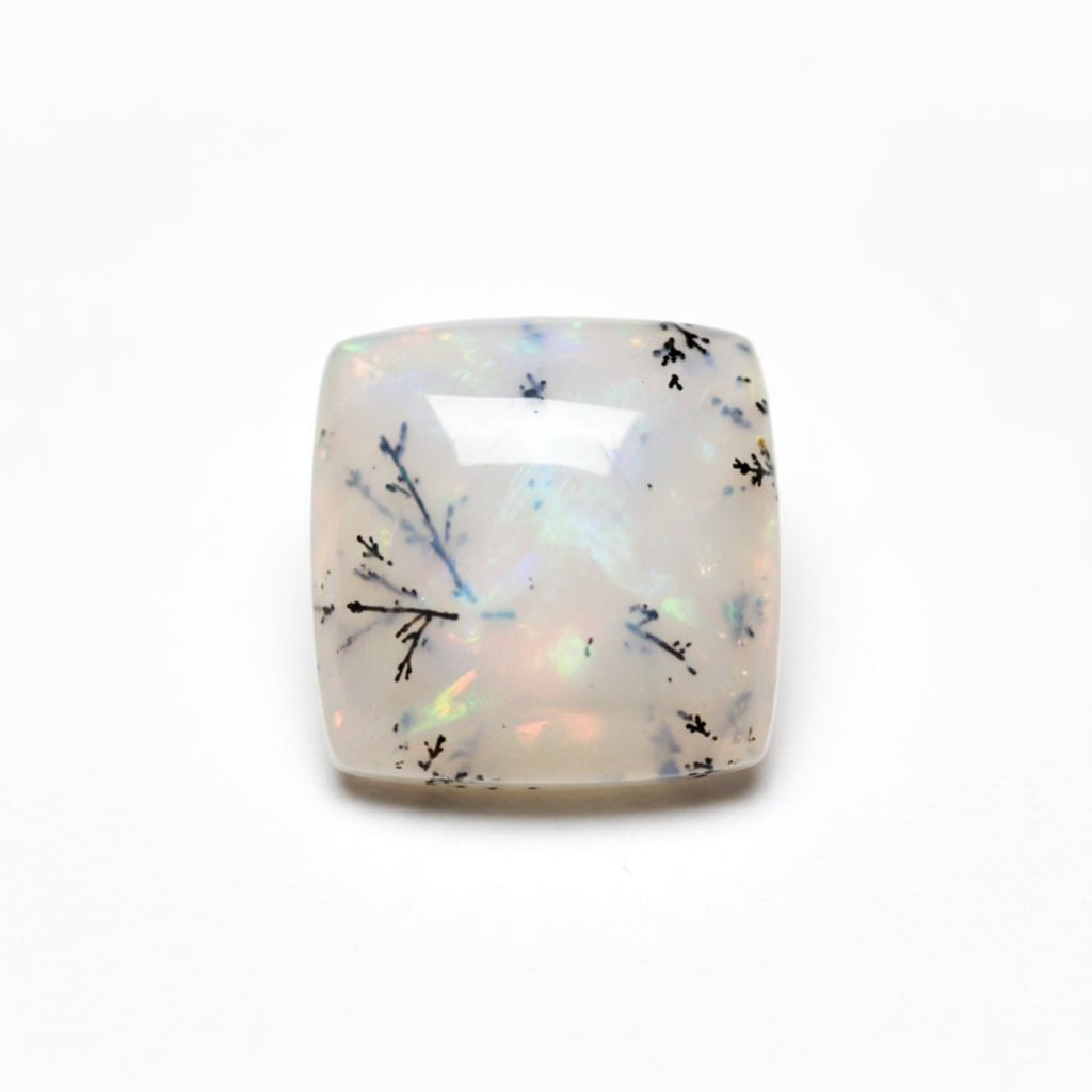 Dendrite Opal 10PC Tiny 4x4 MM Square Cabochon White Brilliant semi Precious Loose Gemstones