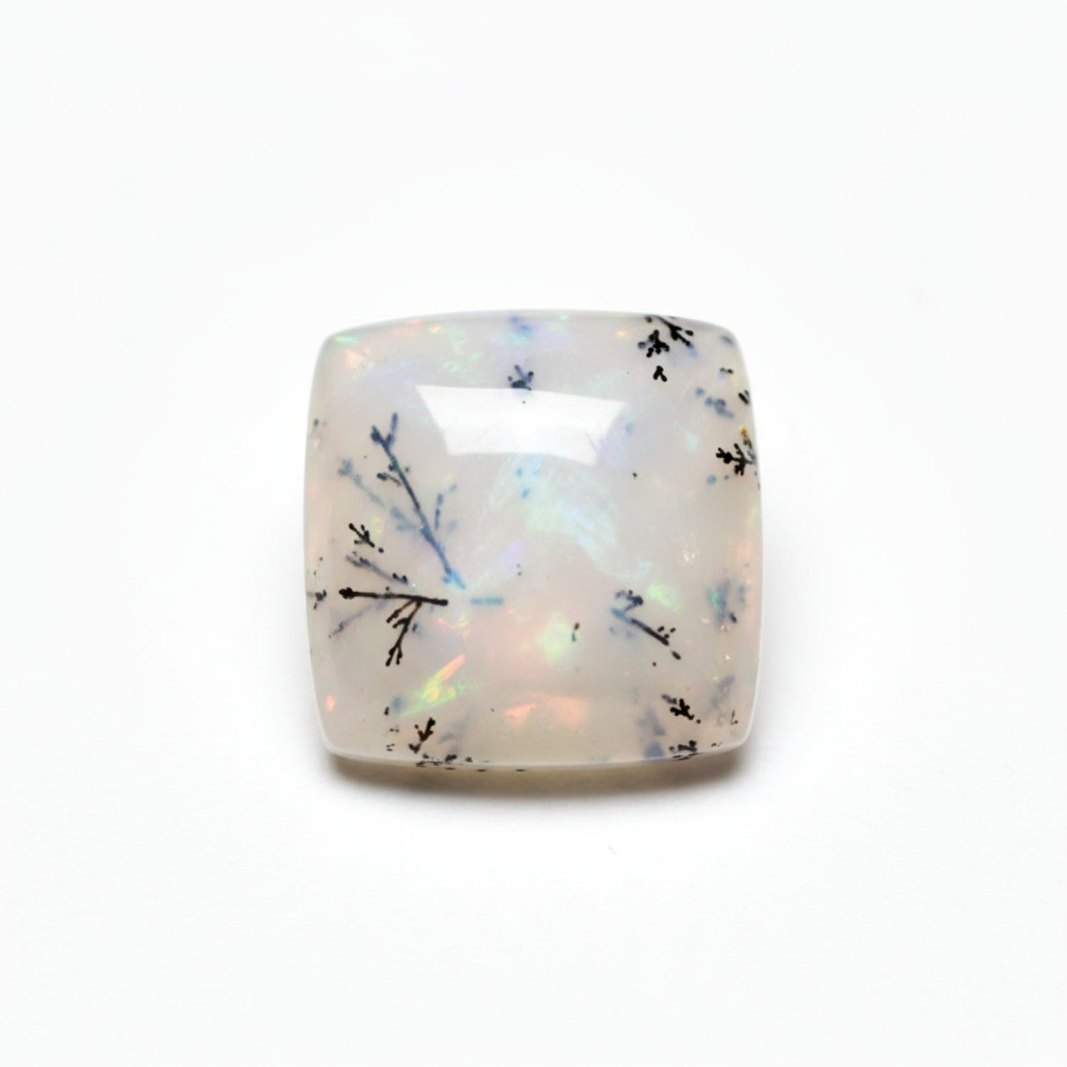 Dendrite Opal 10PC Tiny 5x5 MM Square Cabochon White Sparkling semi Precious Semi Precious Gemstone