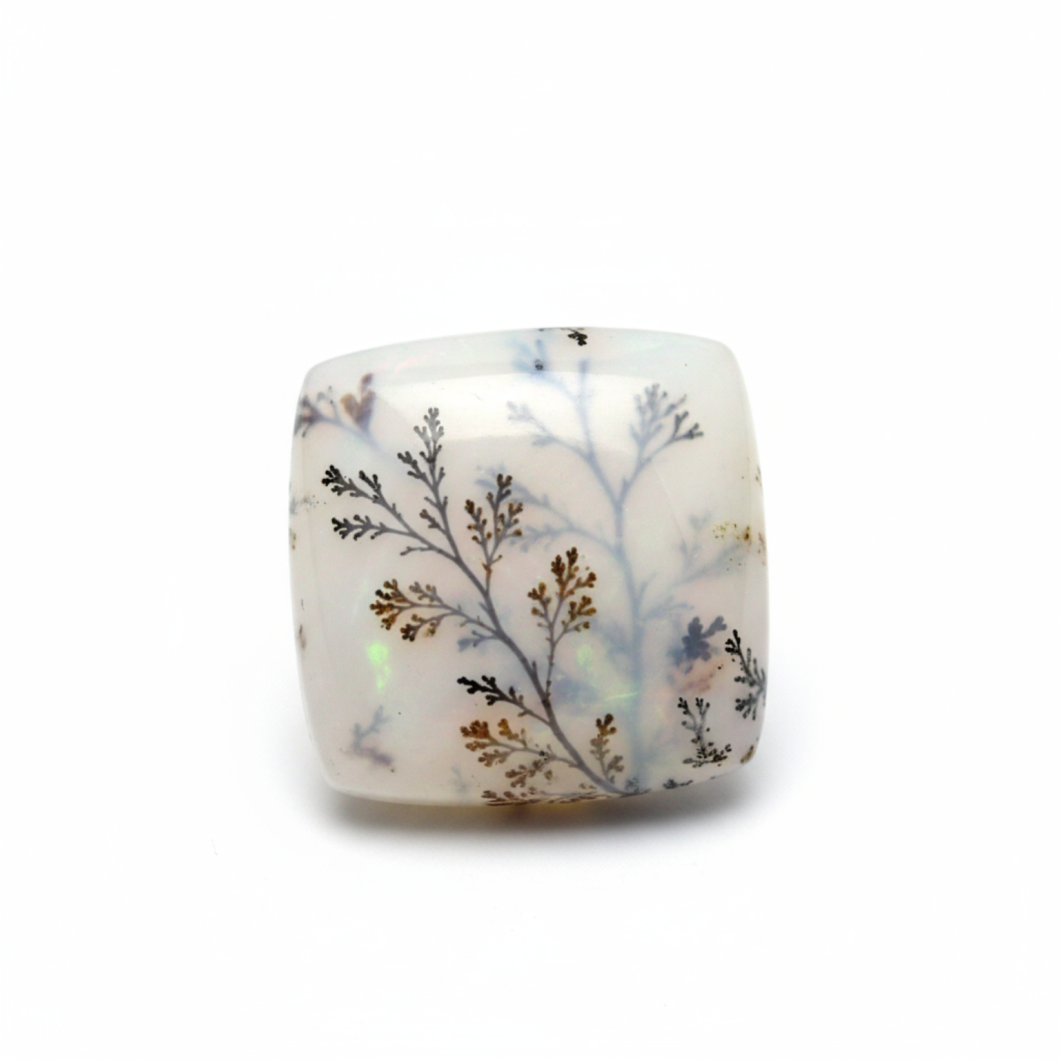 Dendrite Opal 1PC Tiny 6x6 MM Square Cabochon White Polished semi Precious Precious Gemstone Hoofdafbeelding