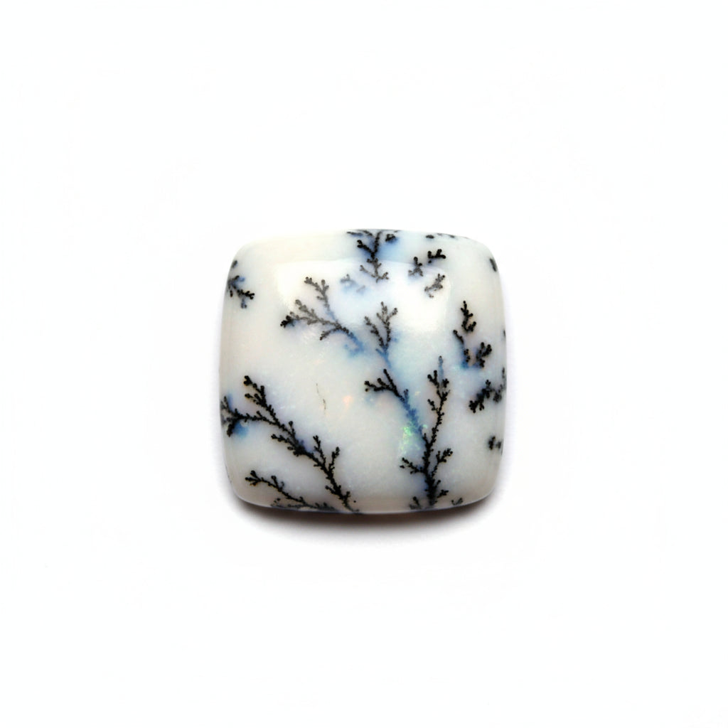 Dendrite Opal 1PC Small 7x7 MM Square Cabochon White Splendid semi Precious Gems