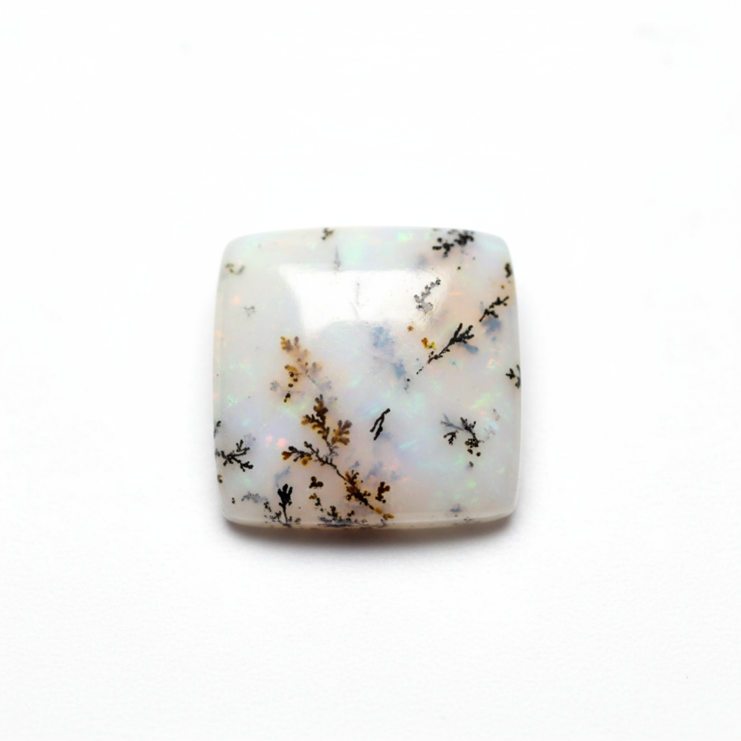 Dendrite Opal 1PC Small 8x8 MM Square Cabochon White Luster semi Precious Loose Gems Hoofdafbeelding