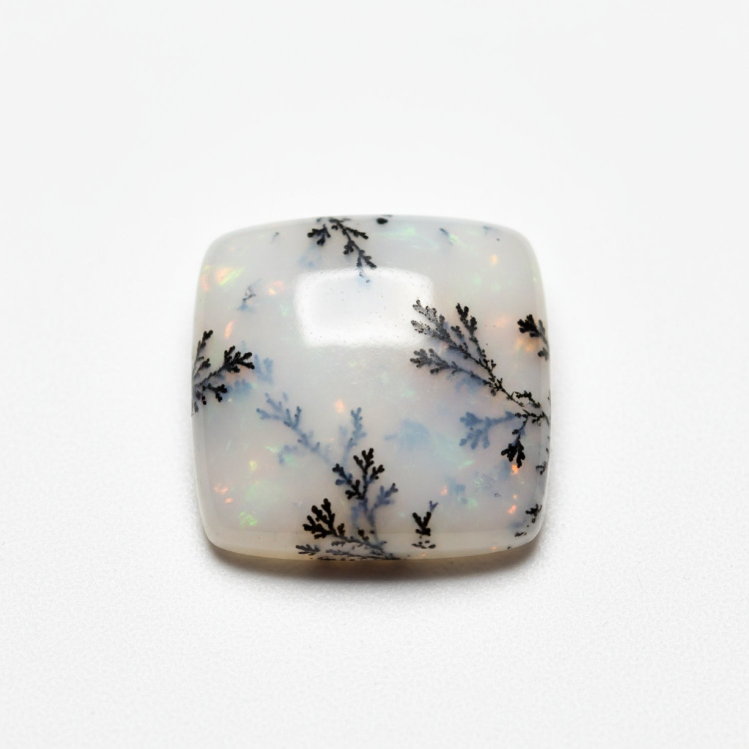 Dendrite Opal 1PC Small 8x8 MM Square Cabochon White Luster semi Precious Loose Gems