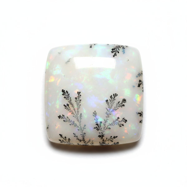 Dendrite Opal 1PC Medium 9x9 MM Square Cabochon White Lustrous semi Precious Loose Gemstone