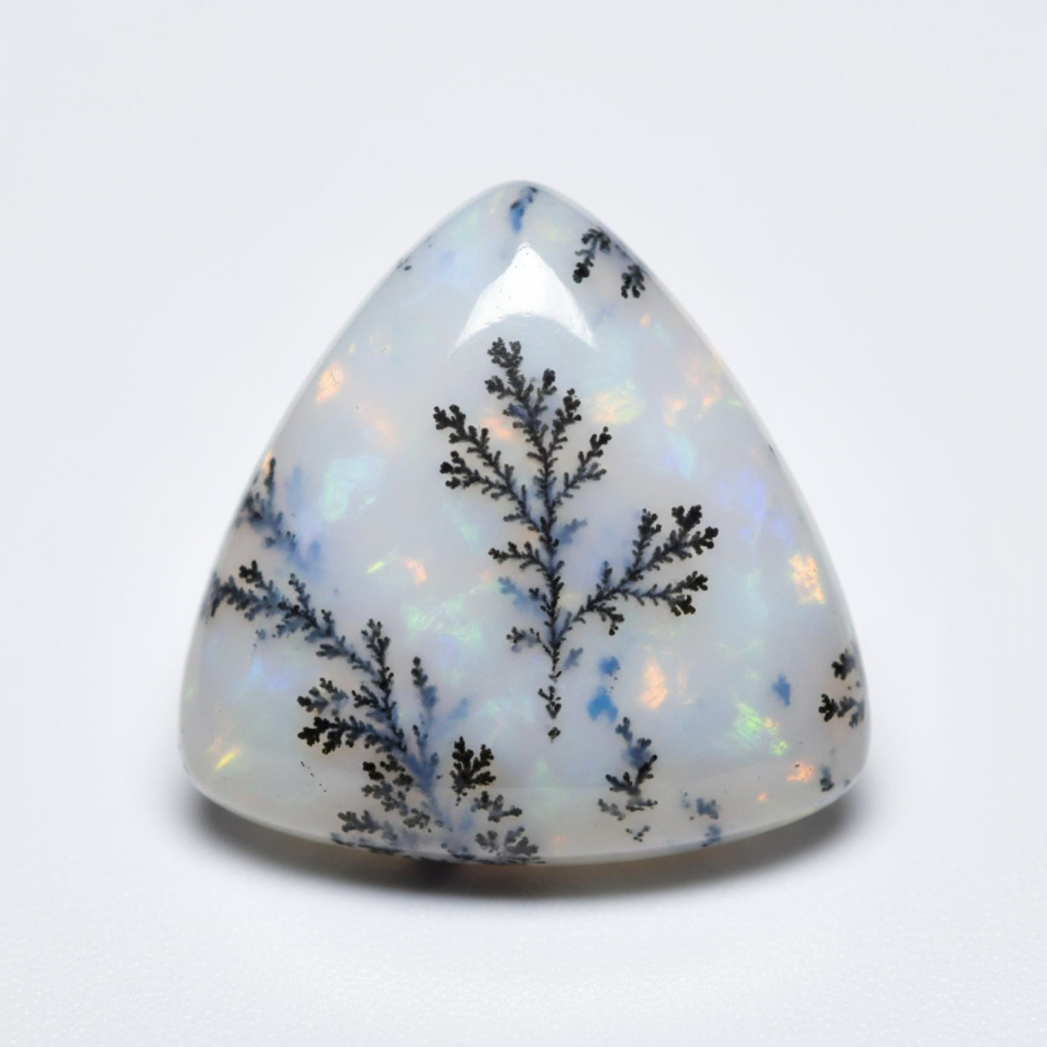 Dendrite Opal 1PC Large 10x10 MM Triangle Cabochon White Sparkling semi Precious Gems Immagine secondaria del prodotto