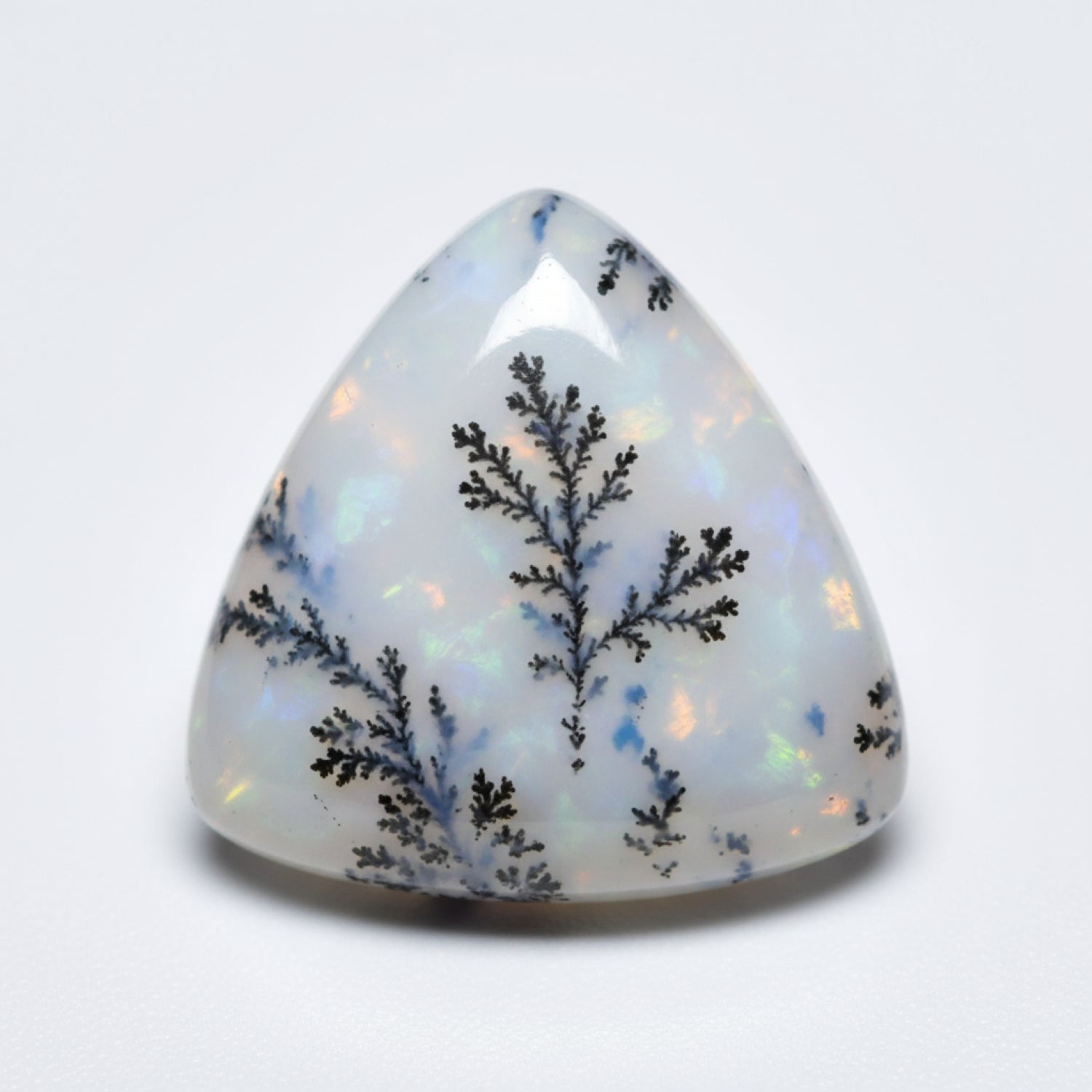 Dendrite Opal 1PC Large 10x10 MM Triangle Cabochon White Sparkling semi Precious Gems