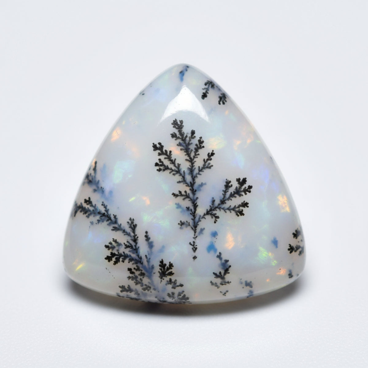 Dendrite Opal 1PC Large 11x11 MM Triangle Cabochon White Polished semi Precious Loose Gems