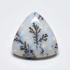Dendrite Opal 1PC Large 11x11 MM Triangle Cabochon White Polished semi Precious Loose Gems