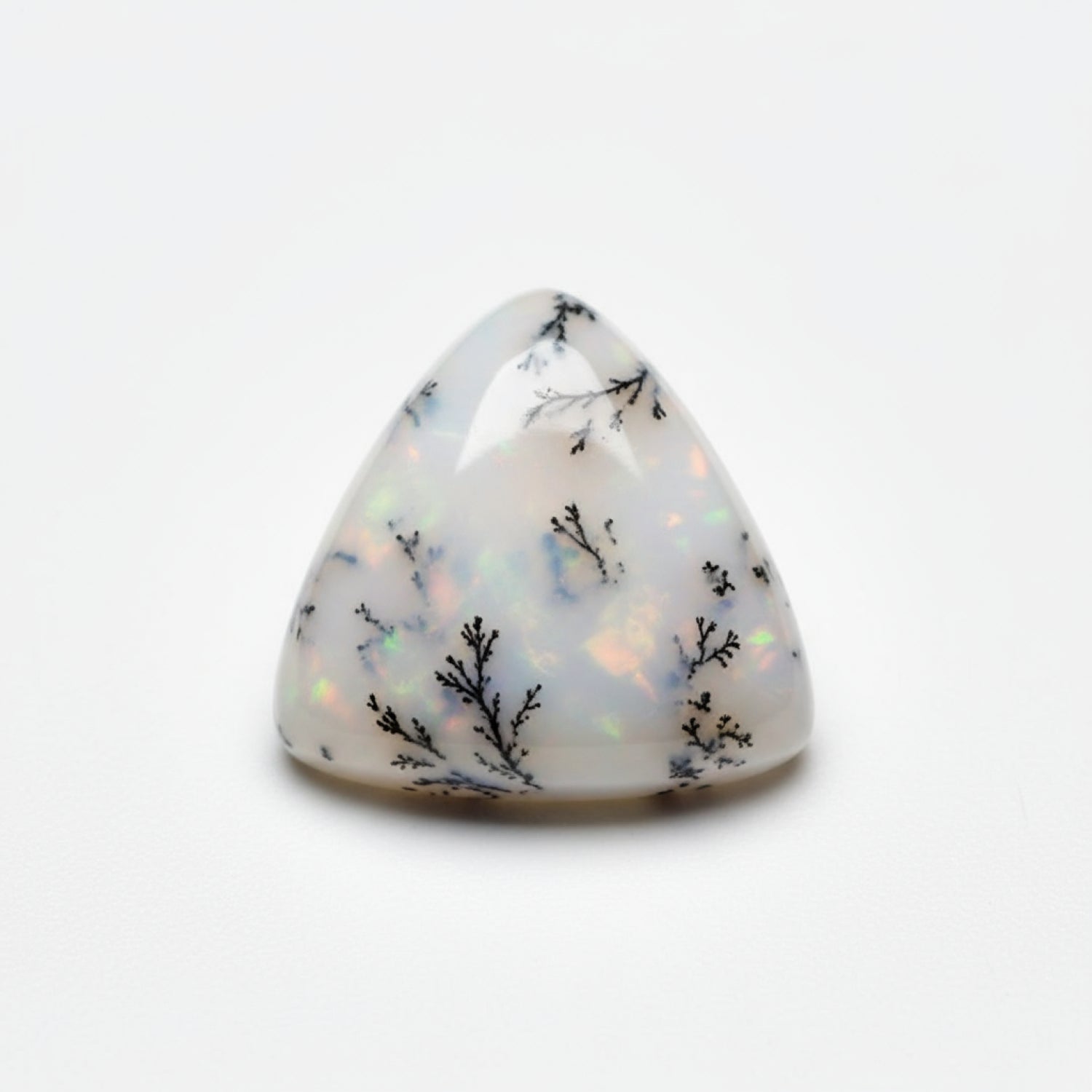 Dendrite Opal 10PC Tiny 4x4 MM Triangle Cabochon White Natural semi Precious Gems