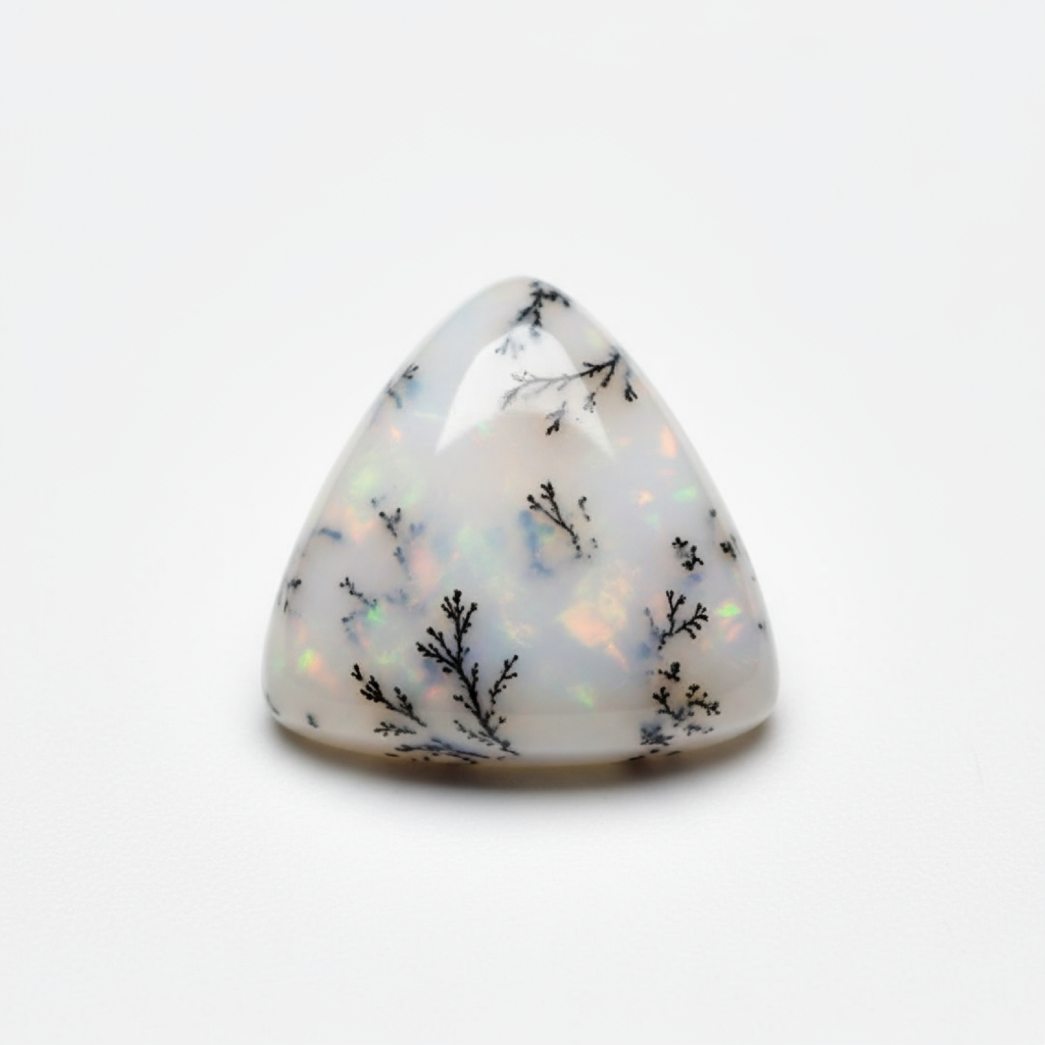 Dendritenopal, 10 Stück, winziger 4 x 4 mm Dreieck-Cabochon, weiß, natürliche Halbedelsteine Zweitbild