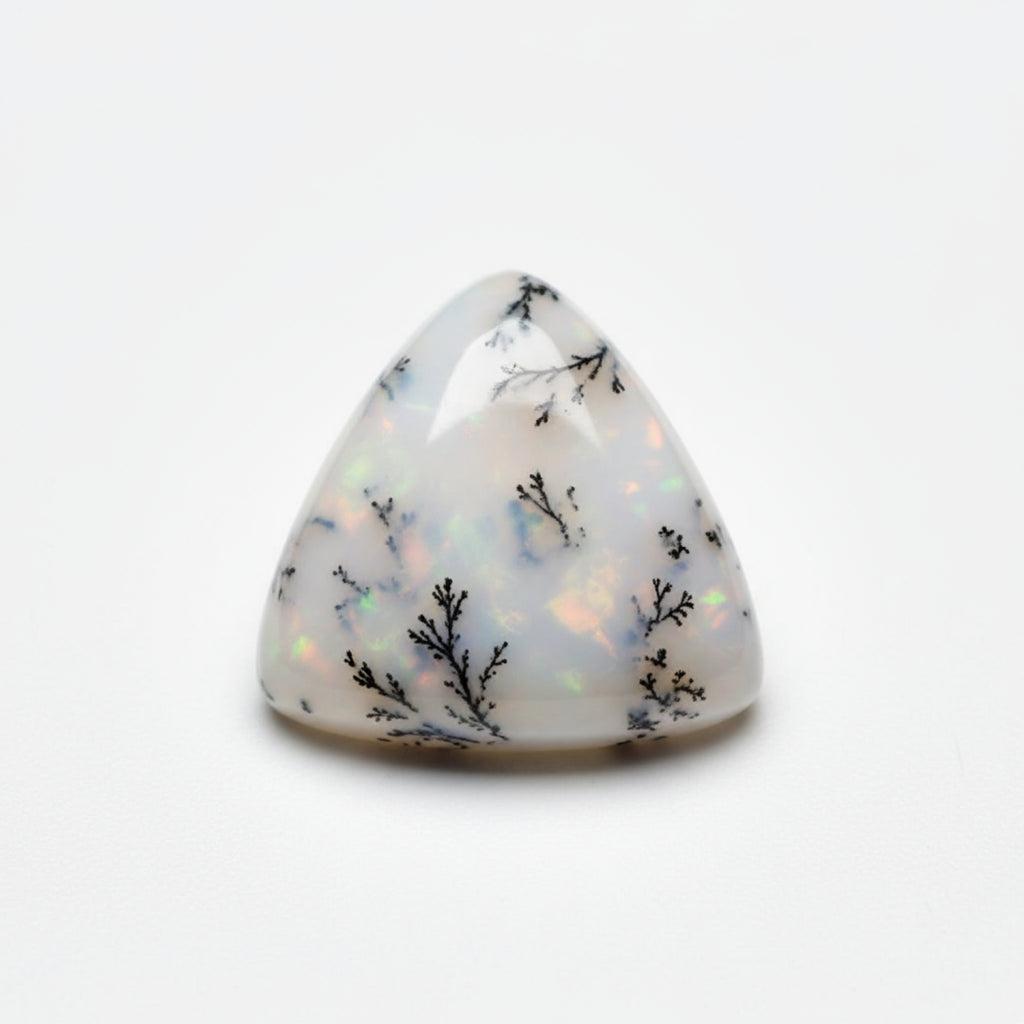 Dendrite Opal 10PC Tiny 4x4 MM Triangle Cabochon White Natural semi Precious Gems