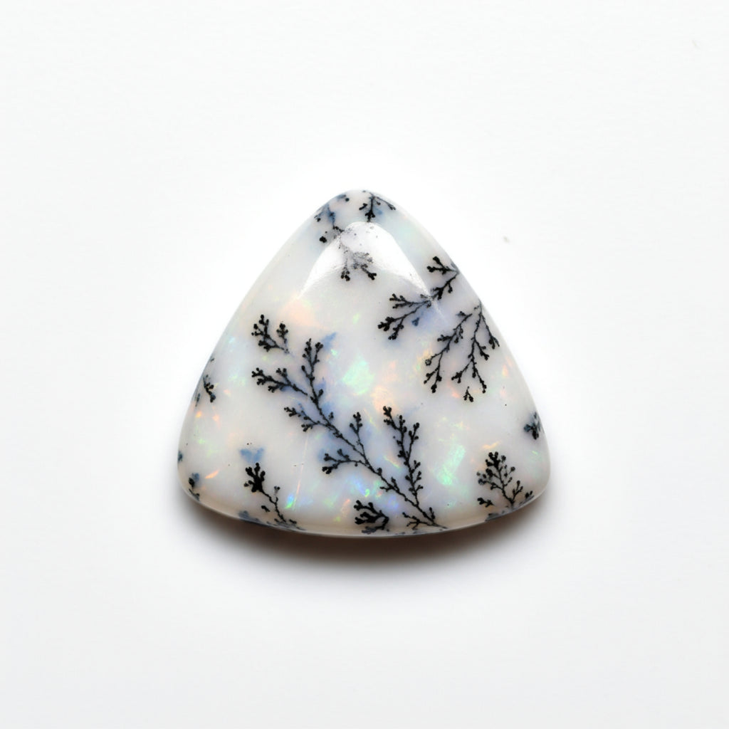 Dendrite Opal 10PC Tiny 5x5 MM Triangle Cabochon White Genuine semi Precious Loose Gems