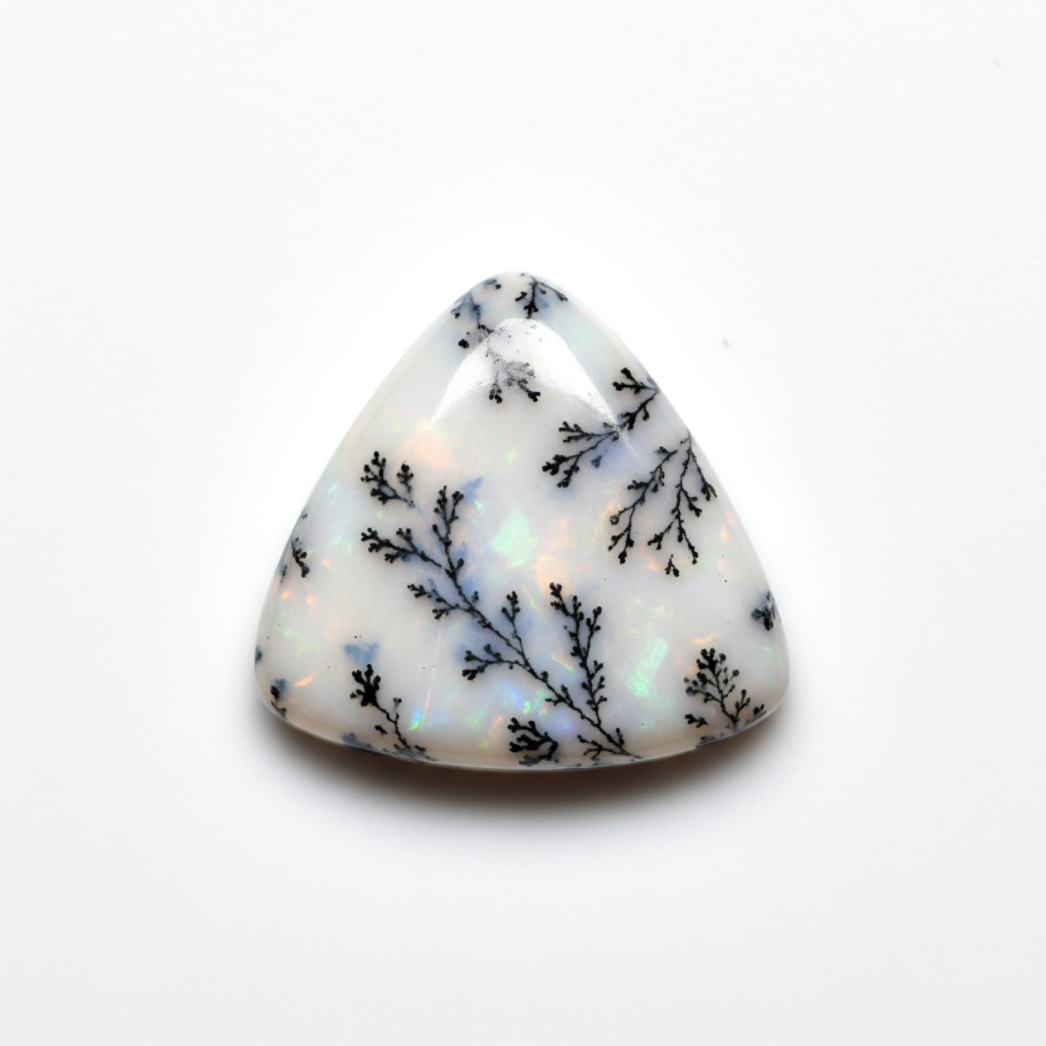 Dendrite Opal 10PC Tiny 5x5 MM Triangle Cabochon White Genuine semi Precious Loose Gems