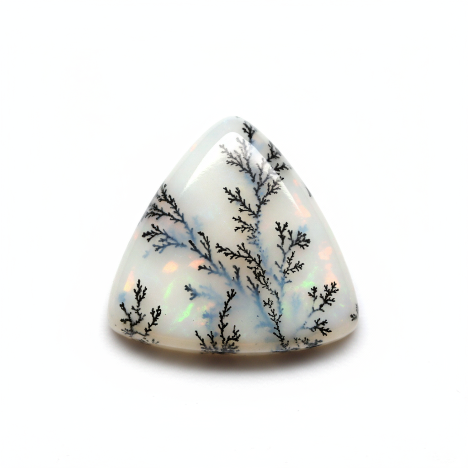 Dendrite Opal 1PC Tiny 6x6 MM Triangle Cabochon White Superior semi Precious Loose Gemstone Hoofdafbeelding