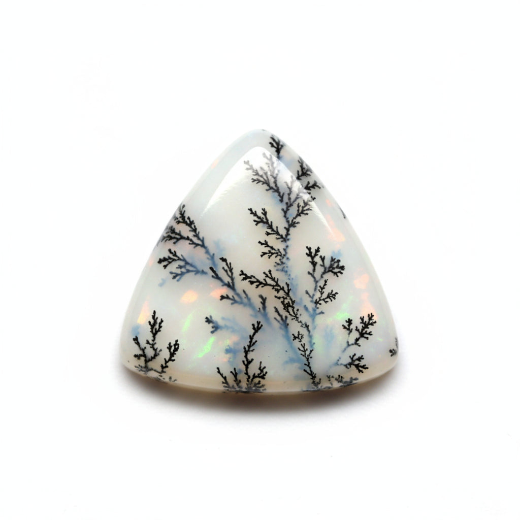 Dendrite Opal 1PC Tiny 6x6 MM Triangle Cabochon White Superior semi Precious Loose Gemstone